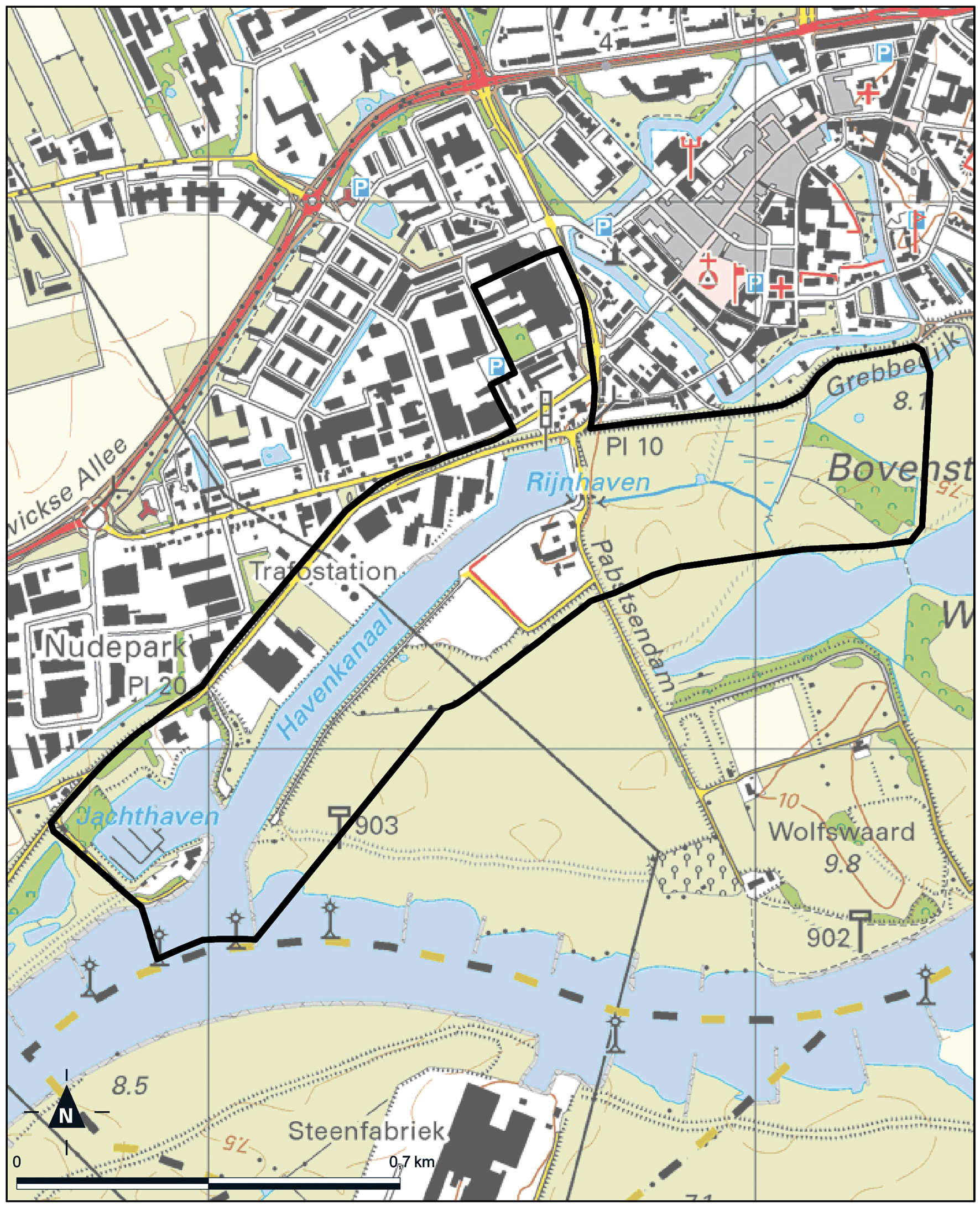 Kaart Wageningen, Rijnhaven-Costerweg