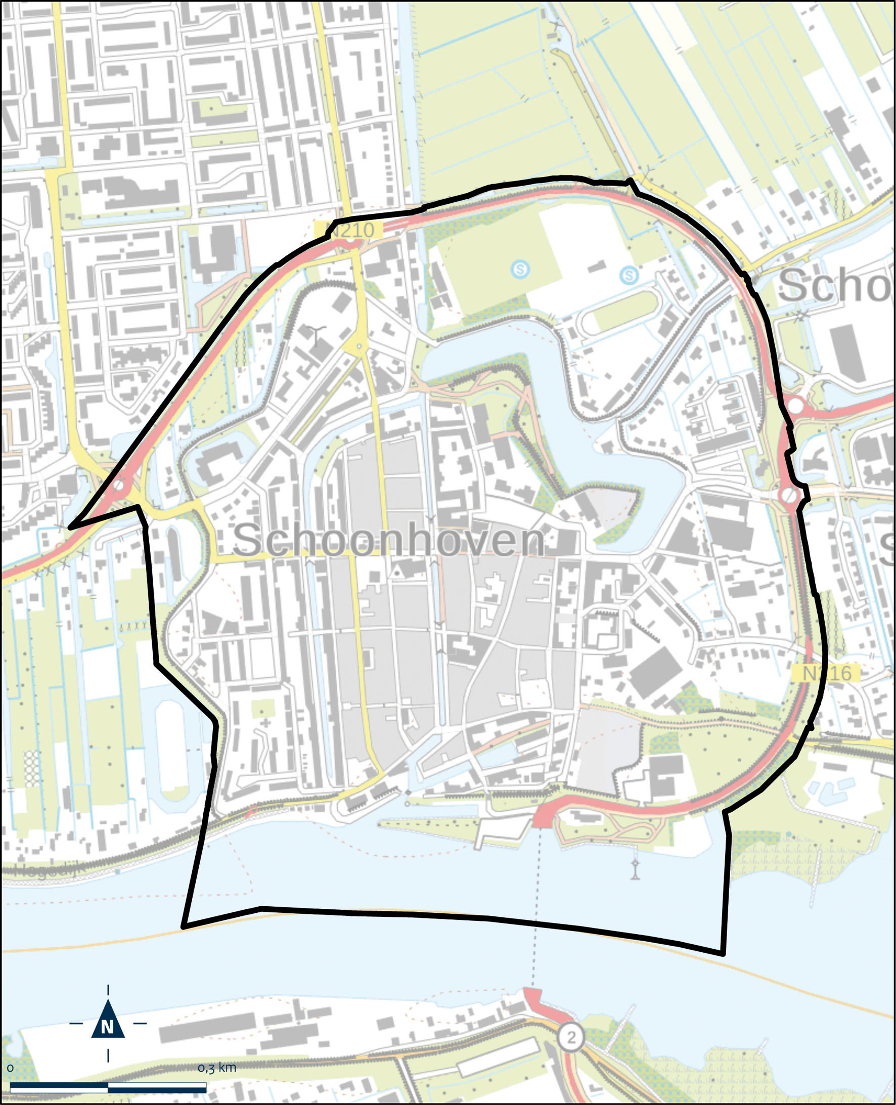 Kaart Krimpenerwaard, Binnenstad Schoonhoven