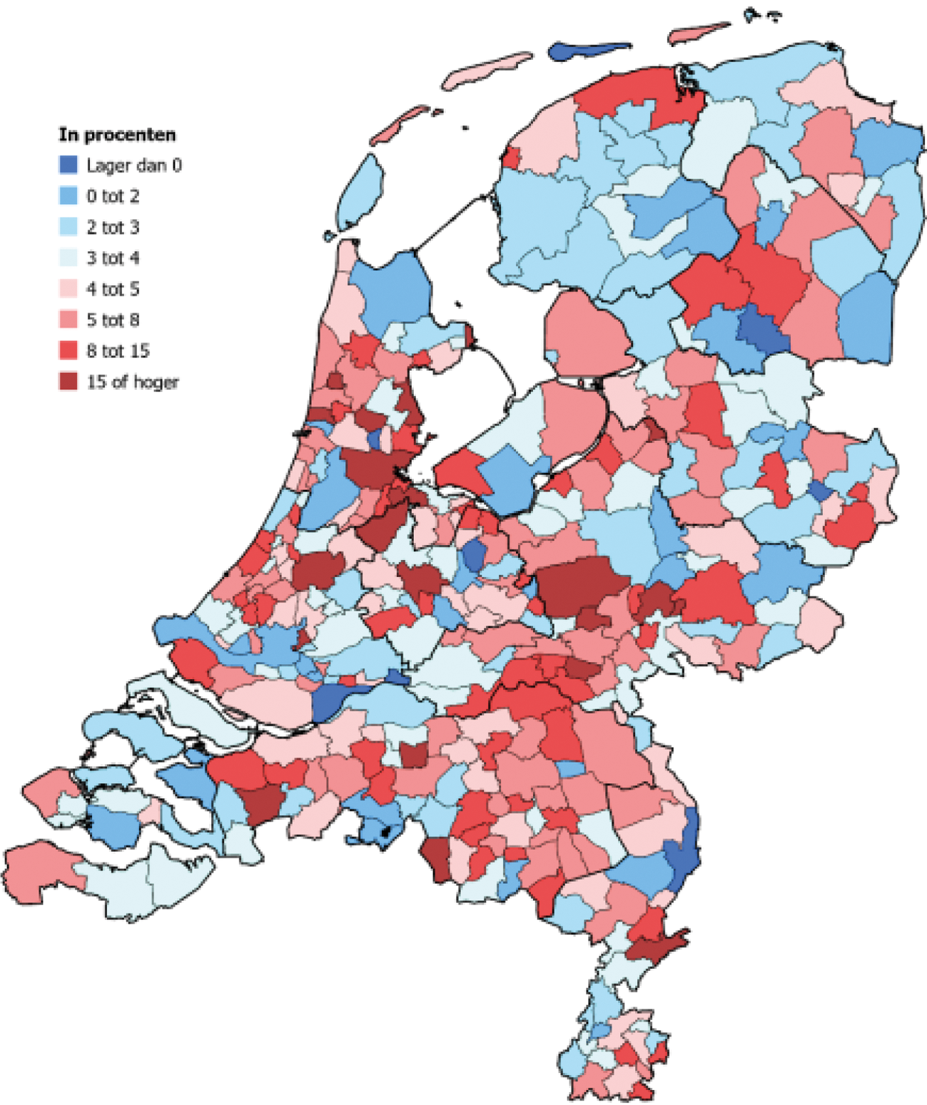Kaart 2 mutatie ozb-tarief woningen 2025