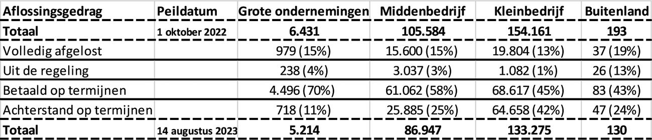 Tabel 3: Betaalgedrag naar omvang bedrijf