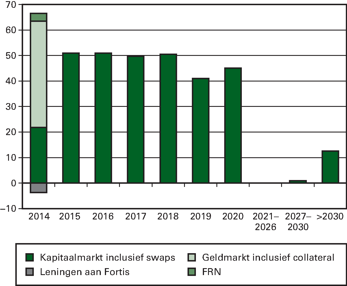 Figuur 5.6: Risicoprofiel van de feitelijke portefeuille 				  ultimo 2013 (in € mld.)