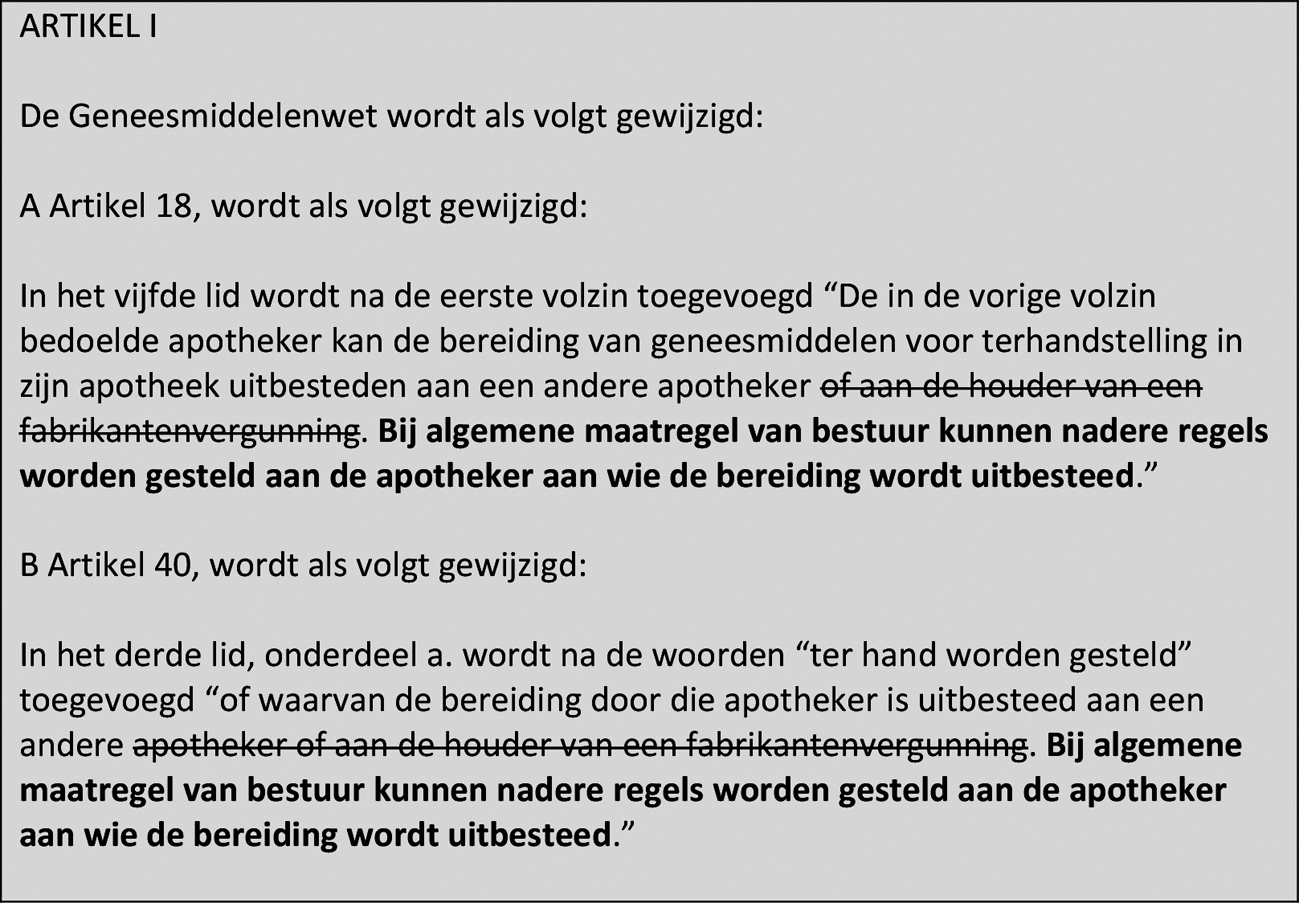 Kader 1: Voorstel aangepast amendement uit initiatiefnota (vetgedrukt zijn toevoegingen t.o.v. ingediend amendement tijdens Verzamelwet 2022) (Kamerstuk 36 002)