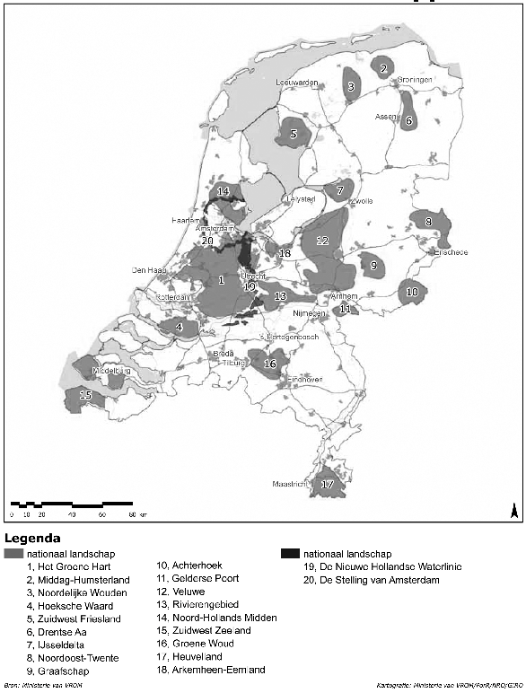 Kaart 2a: nationale
              landschappen