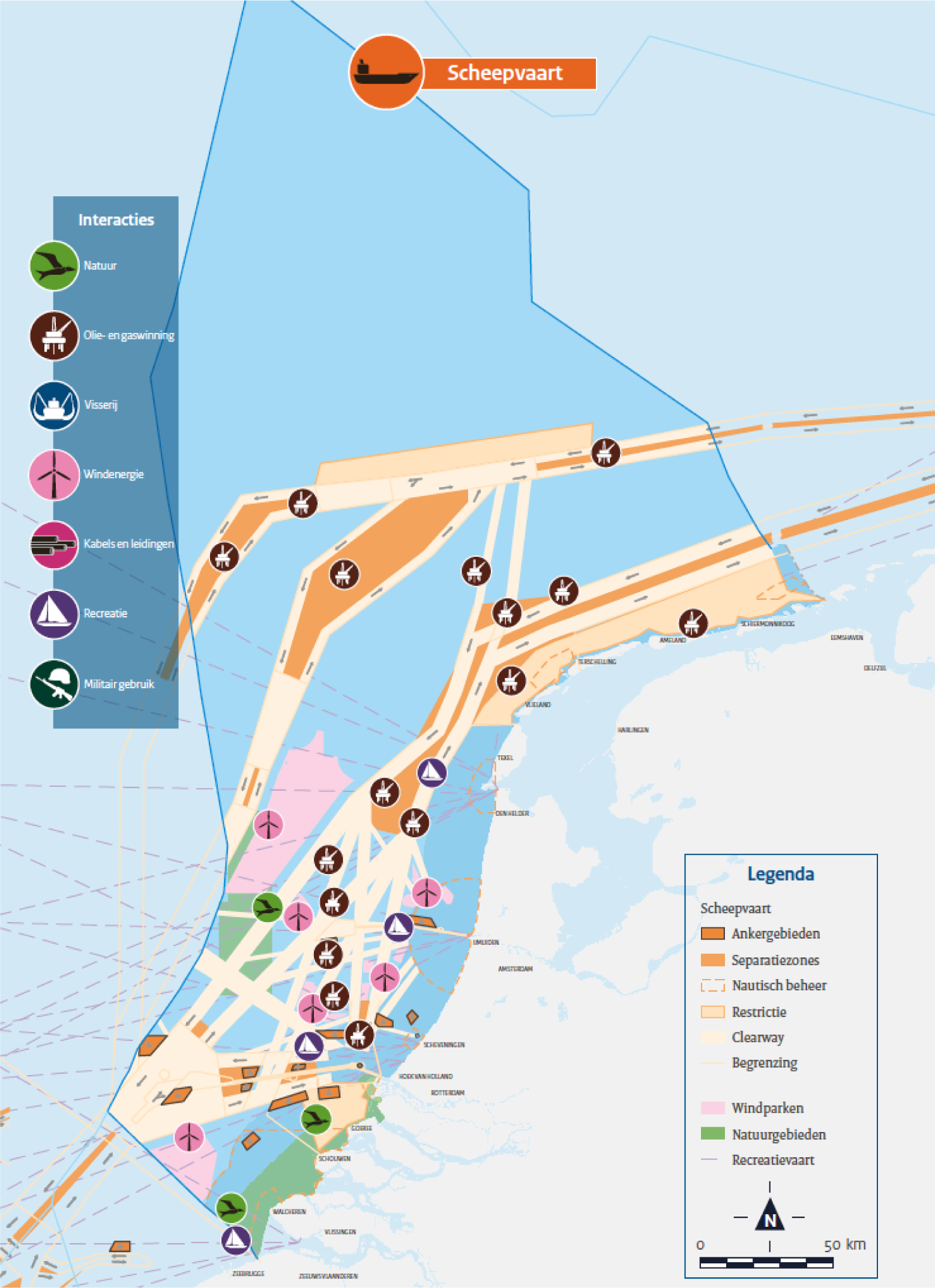 Figuur 8 Scheepvaartroutes met indicatie interacties