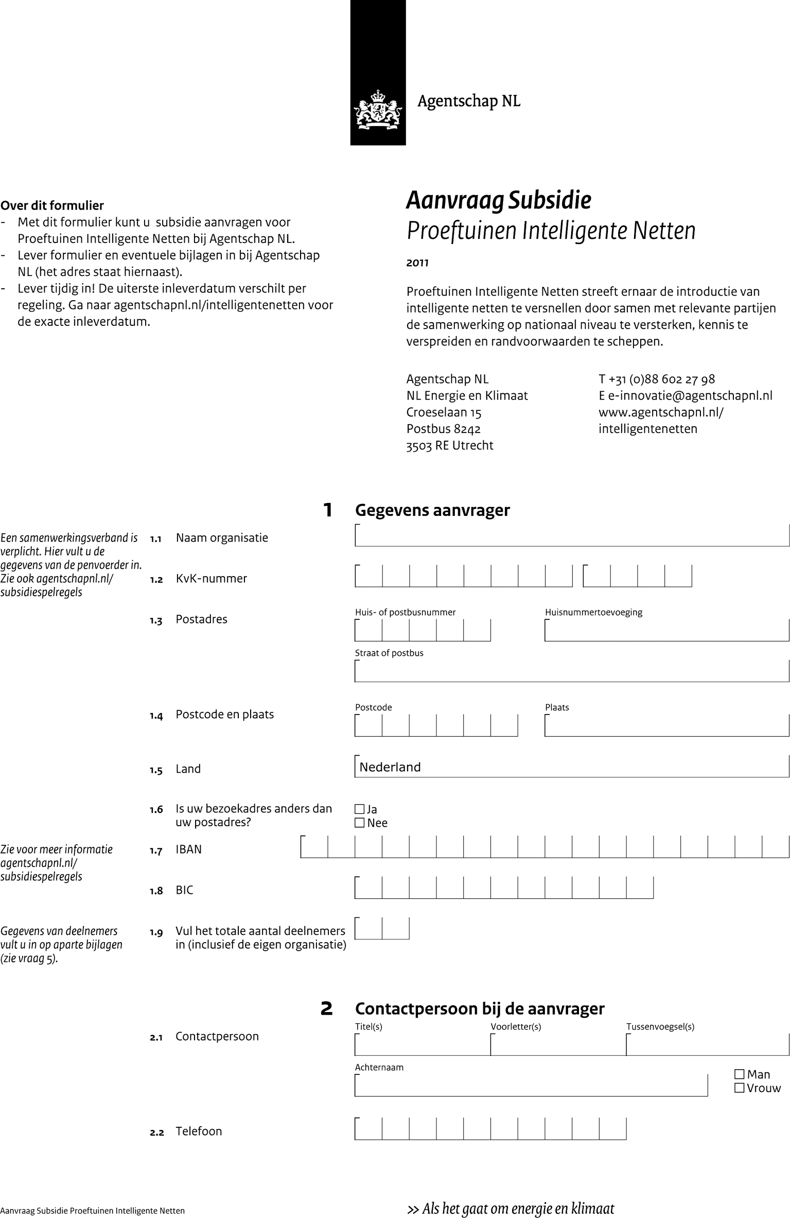 Aanvraag Subsidie Proeftuinen Intelligente Netten