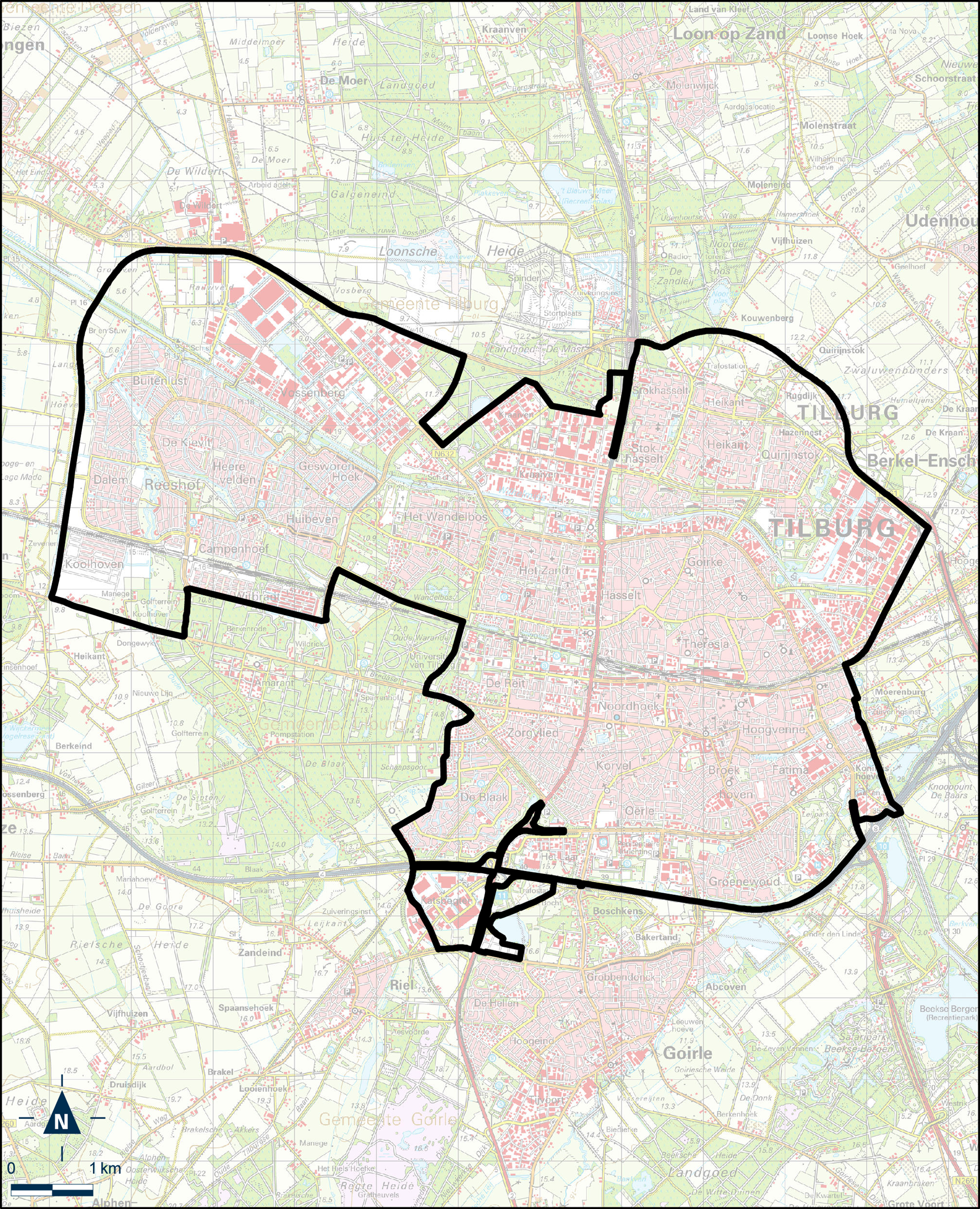 Kaart Tilburg – Gebiedsgericht grondwaterbeheer