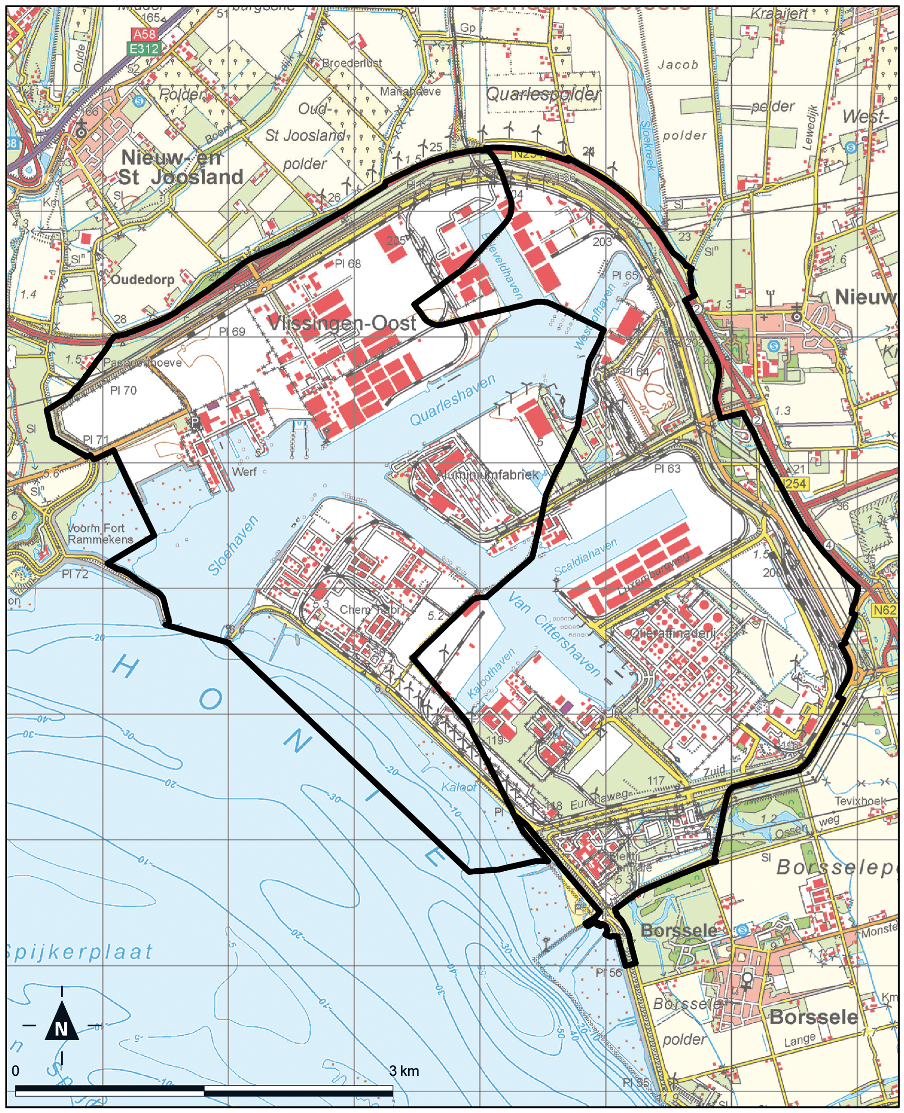 Kaart Borsele – Vlissingen, Sloegebied