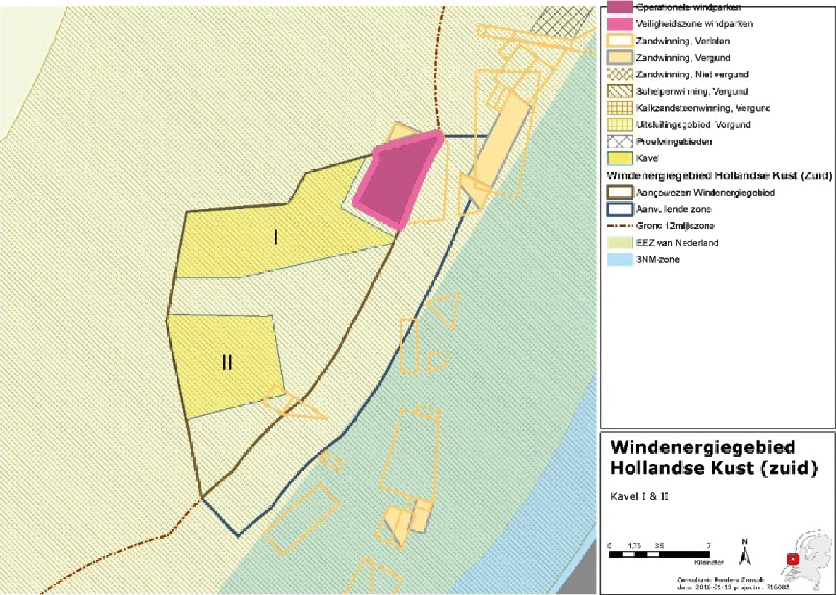 Figuur 7 Windenergiegebied Hollandse Kust (zuid) en wingebieden