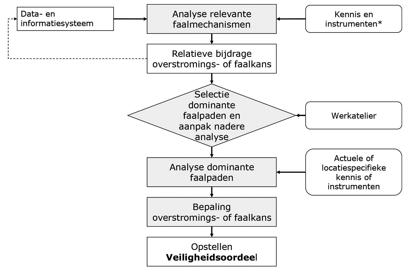 Figuur 4.1: Schematische weergave van de onderdelen van de uitvoeringsfase qaElementen met ‘*’ duiden op instrumenten in het Basinstrumentarium