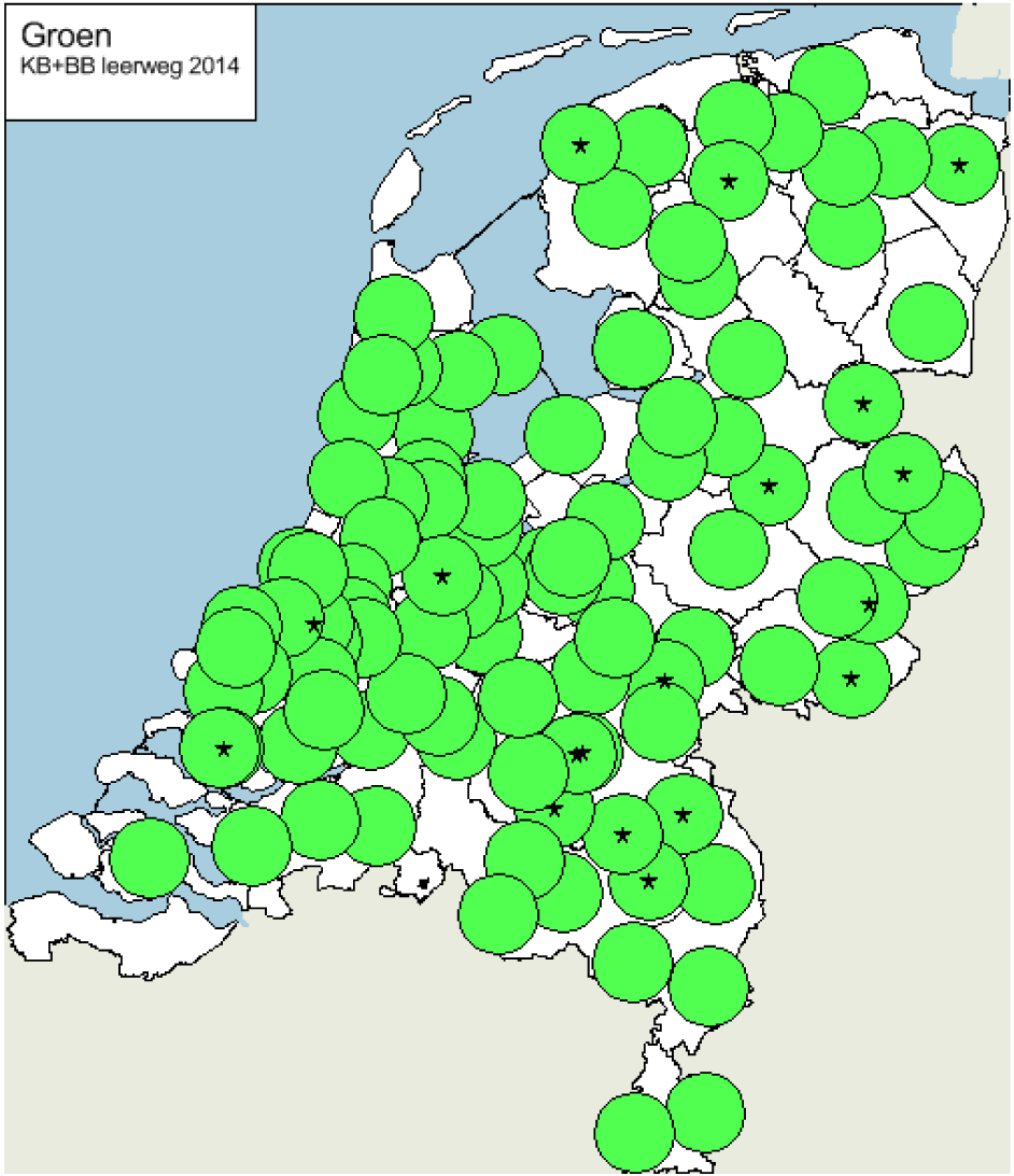 Kaart 16: spreiding profiel Groen 2014
