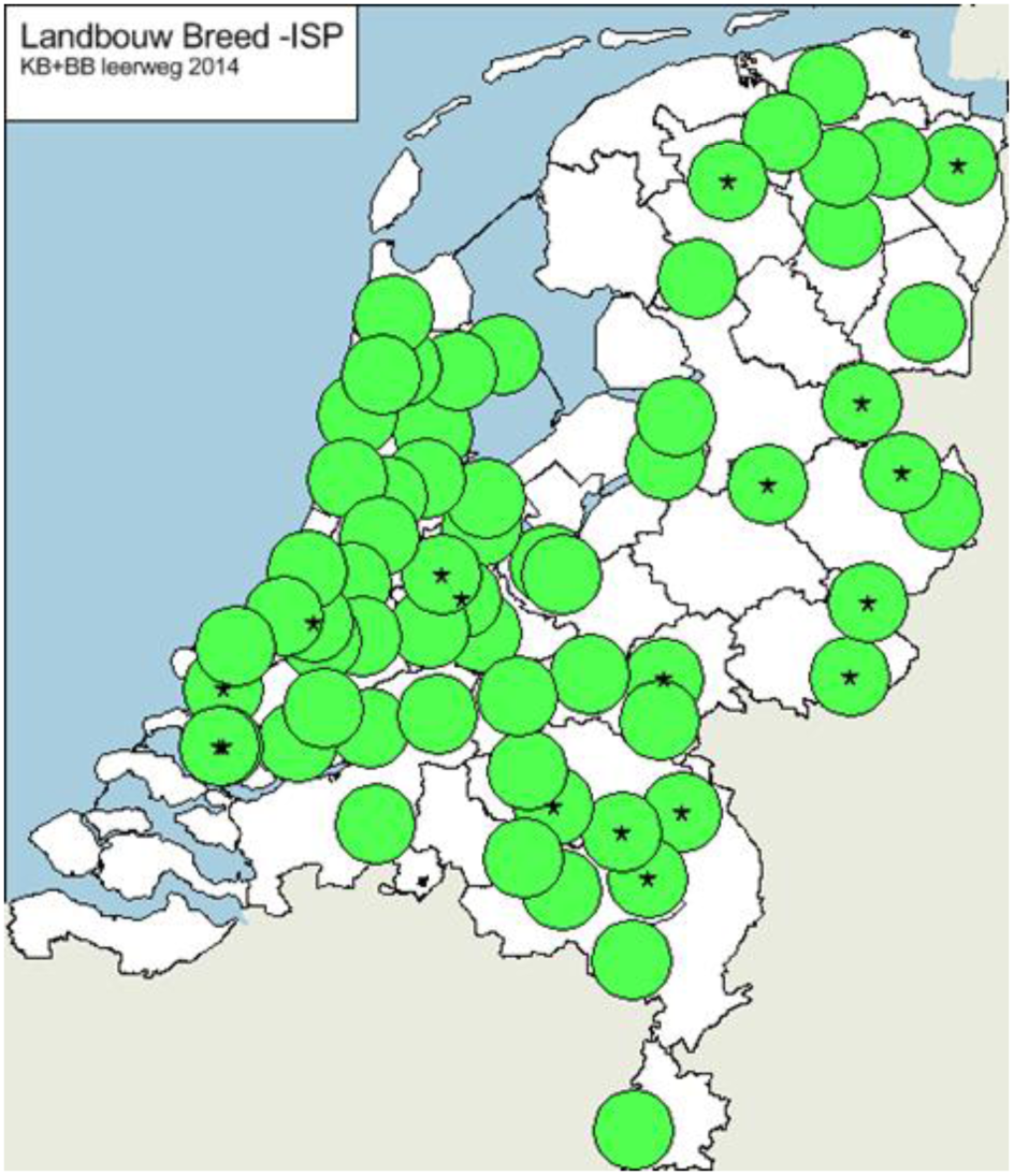 Kaart 27: spreiding afdeling Landbouw breed 2014 (vgl. kaart 16)