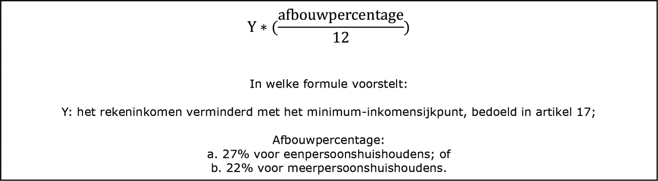 Figuur 4 Voorgestelde lineaire formule voor berekening inkomensafhankelijke eigen bijdrage huurtoeslag, zal worden beschreven in artikel 21 Wht.