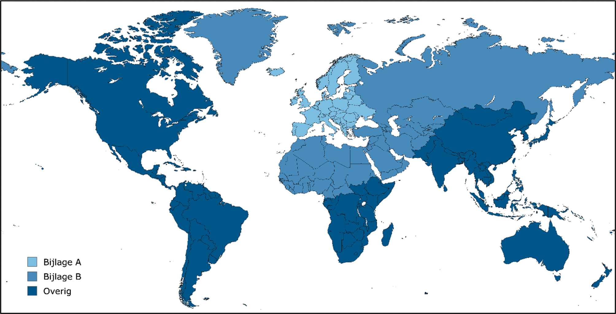 Figuur 1: Indeling staten en gebieden in bijlagen