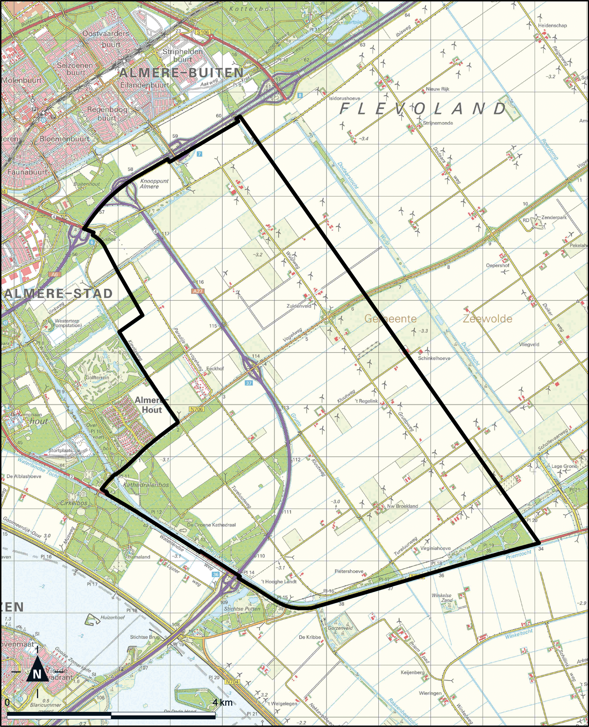 Kaart Almere, Oosterwold