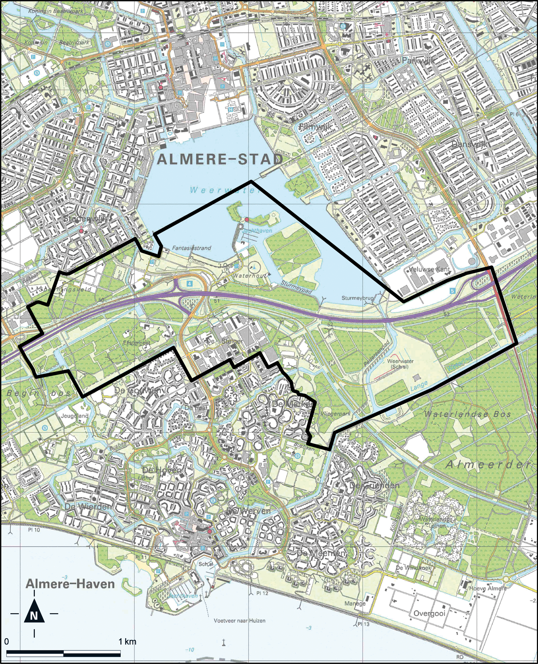 Kaart Almere, Weerwater