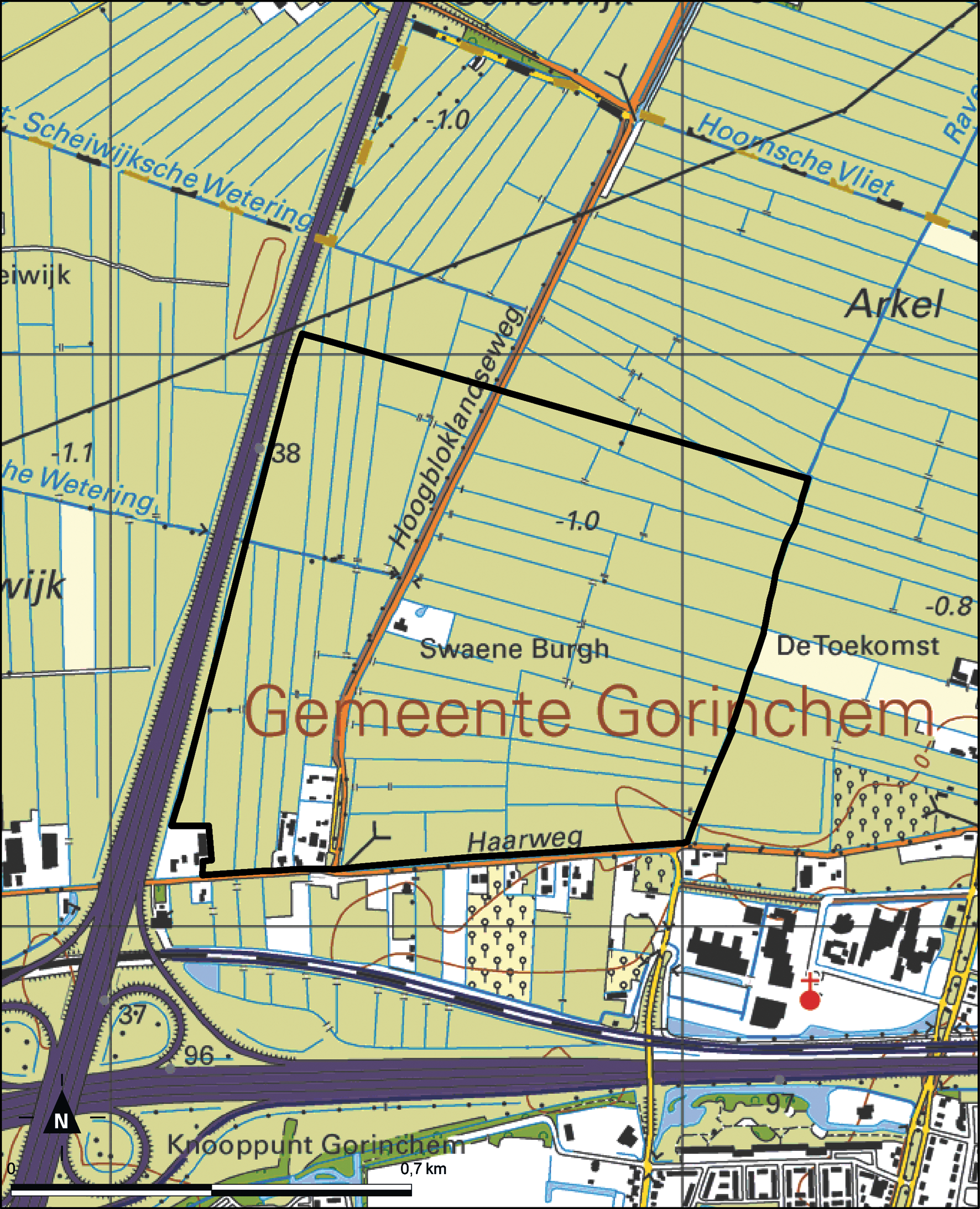 Kaart Gorinchem, Bedrijventerrein Groote Haar