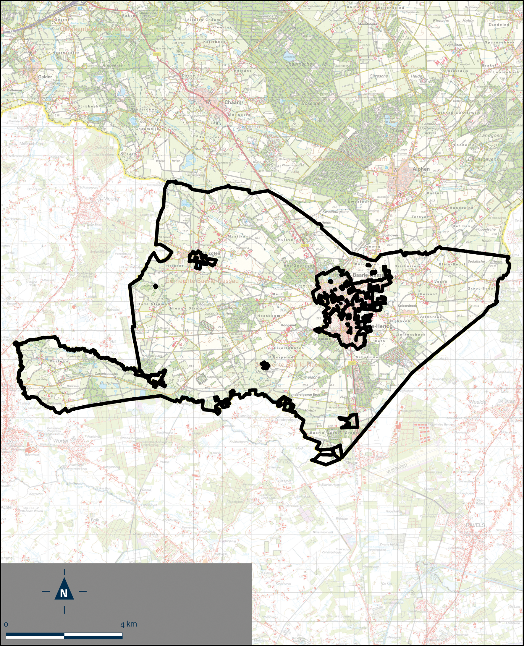 Kaart Baarle-Nassau, Buitengebied Baarle-Nassau