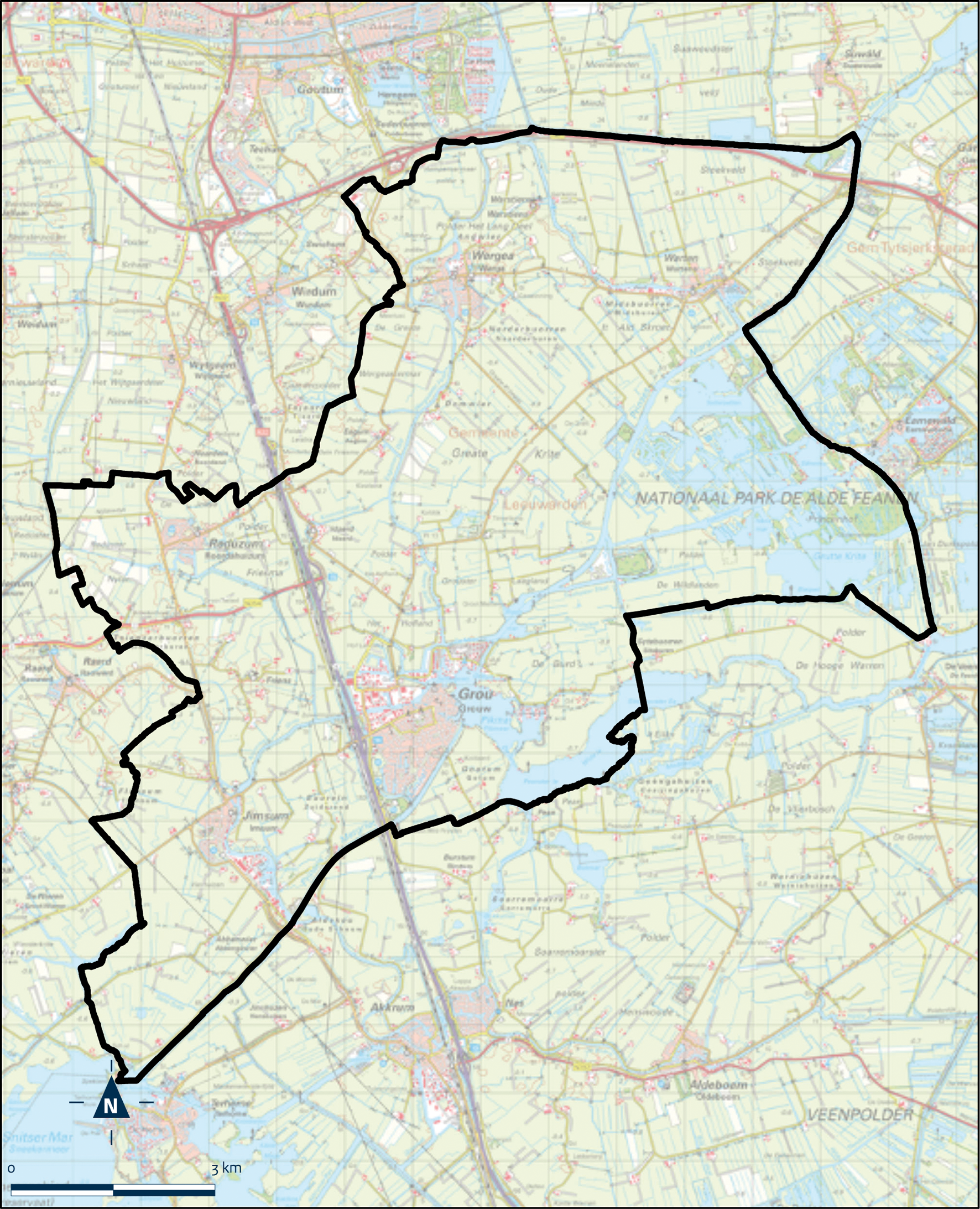 Kaart Leeuwarden, Buitengebied Boarnsterhim