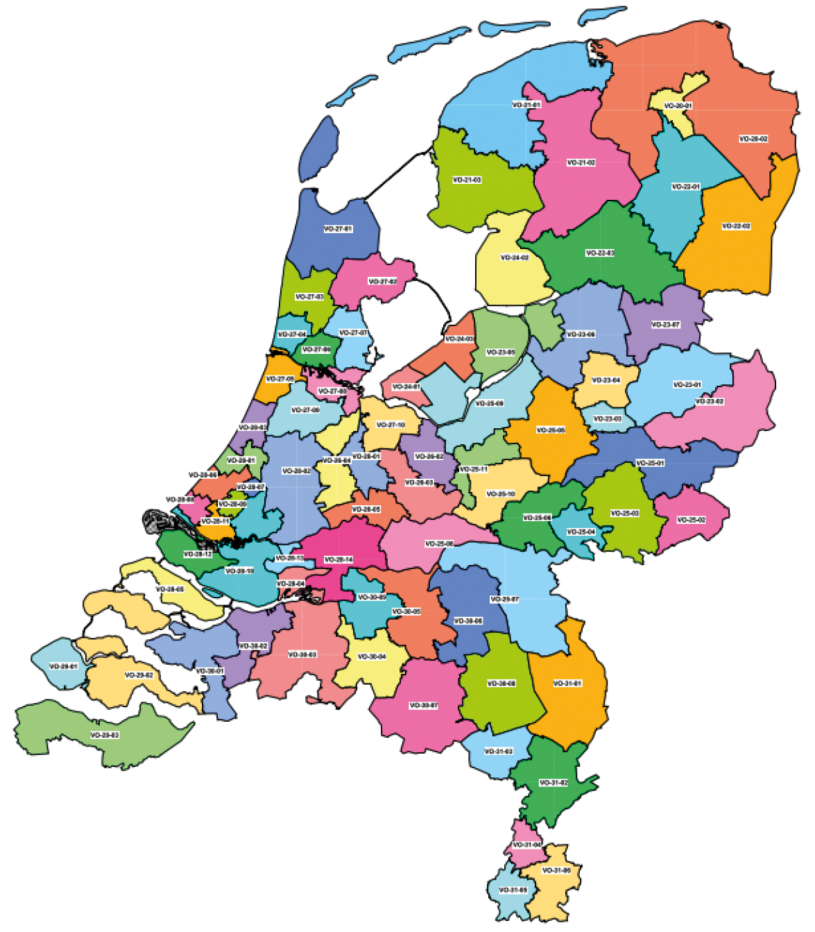 Figuur 1 – Verdeling van samenwerkingsverbanden passend onderwijs voortgezet onderwijs