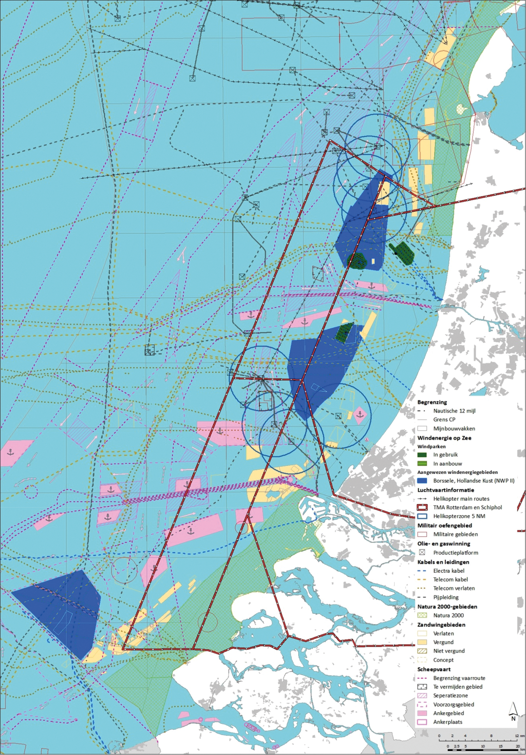 Figuur 3 Windenergiegebied Hollandse Kust (zuid en noord) met gebruiksfuncties in de directe omgeving