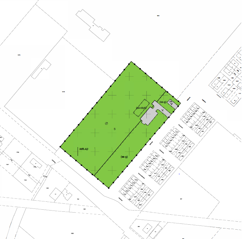 Plangebied wijzigingsplan Tennisbanen Zuidland