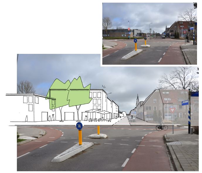 Ontwikkeling aan de Nieuwstraat als waardige entree tot het centrum (voor en na)