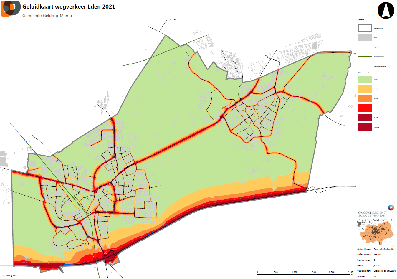 Kaart 03 geluidkaart wegverkeer Lden 2021; Geldrop-Mierlo 