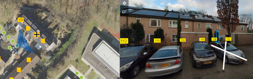 luchtfoto De Brink en vooraanzicht waar parkeerplaats komt