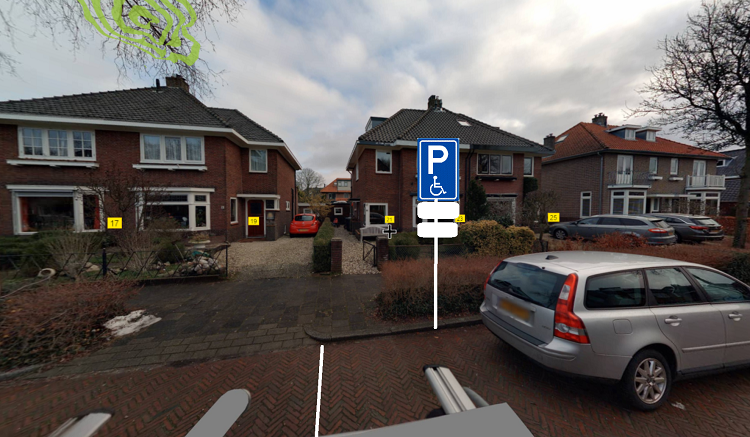 Situatieschets beoogd gereserveerde parkeerplaats voor gehandicapten op Jan Meerdinklaan