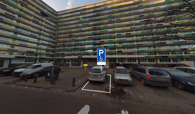 Situatieschets beoogd gereserveerde parkeerplaats voor gehandicapten Laan van Vollenhove