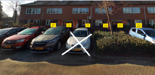 Situatieschets locatie gereserveerde gehandicaptenparkeerplaats Archipel in Zeist