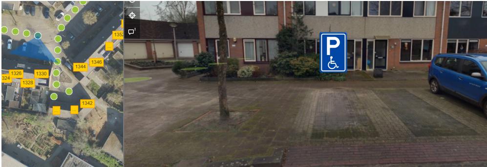 Situatieschets Crosestein 1328 voor instellen gehandicaptenparkeerplaats op kenteken