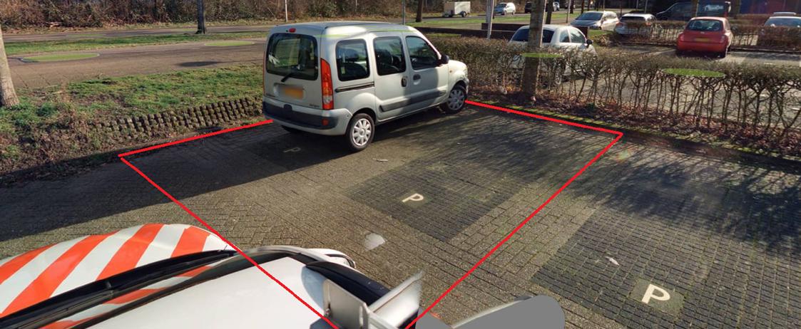 rode lijn getekend om beoogd gehandicaptenparkeerplaats