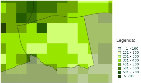 kaart met overzicht geschatte soortendiversiteit in de gemeente