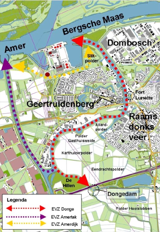 kaart van ecologische verbindingszones rondom Geertruidenberg