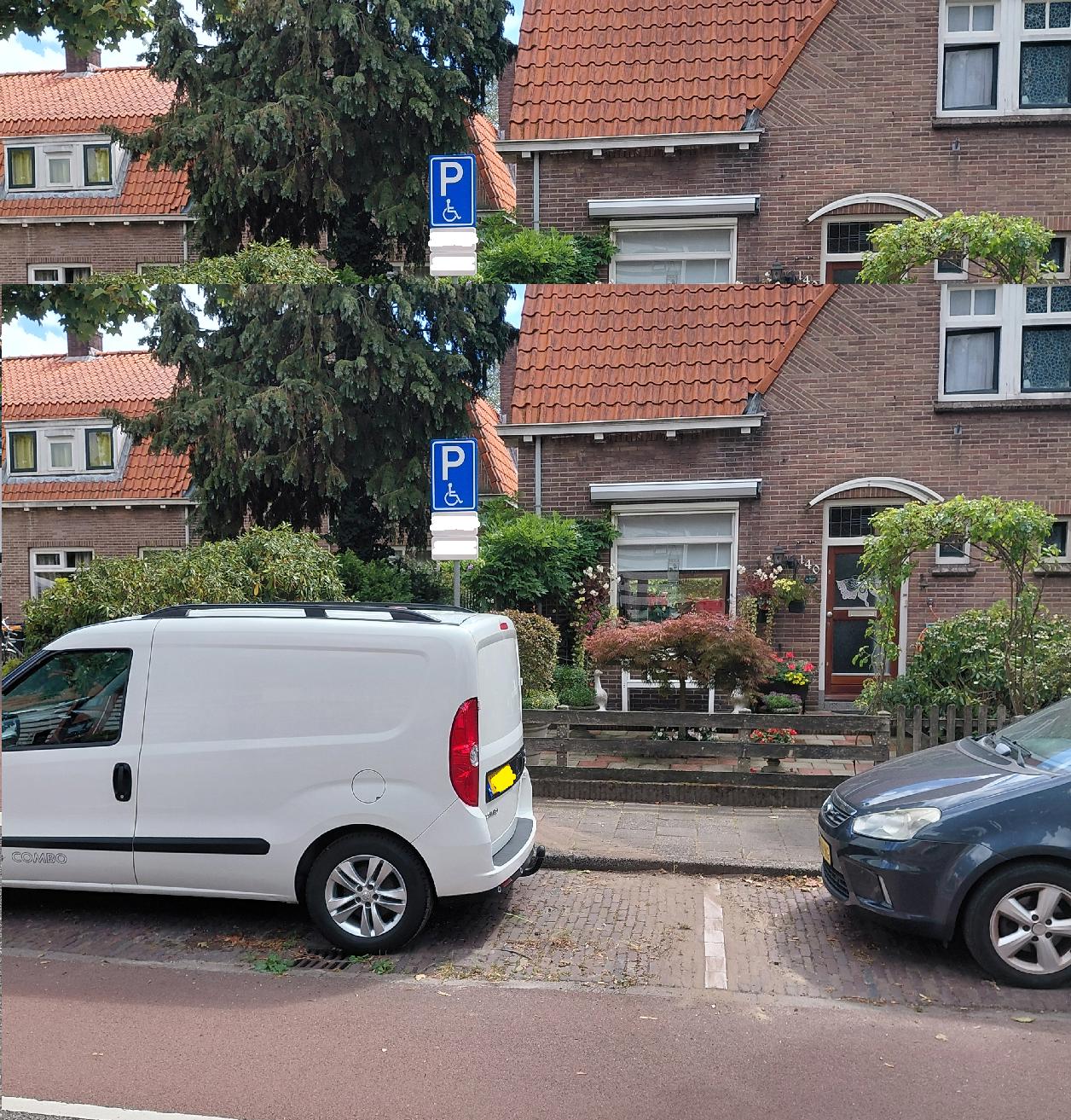 Geparkeerde auto op beoogde gehandicaptenparkeerplaats Schaerweijdelaan