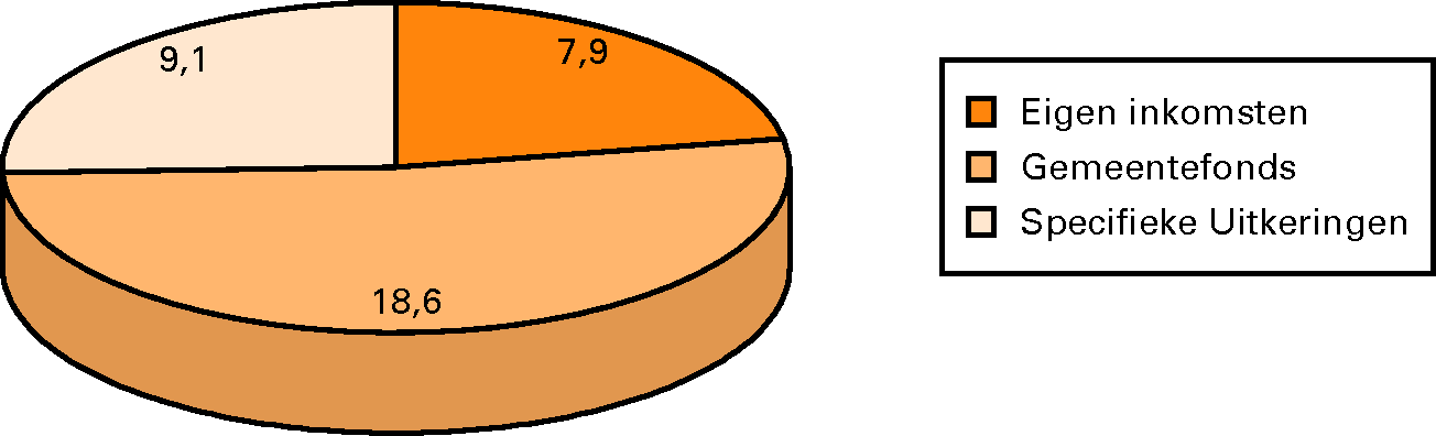 Gemeenten: omvang specifieke uitkeringen en andere financiële middelen (in € mld.)