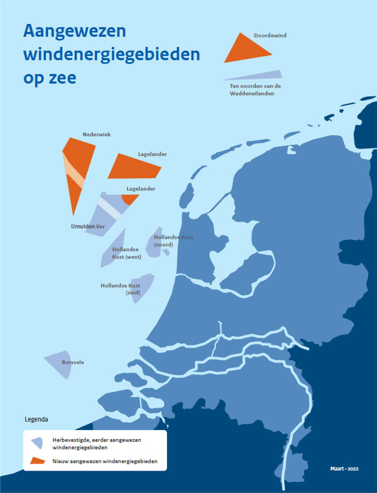 Figuur 2 Aangewezen windenergiegebieden op zee