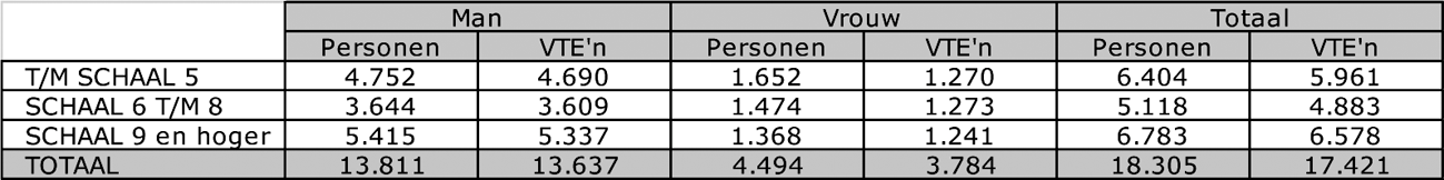 Tabel 5: Opbouw burgerpersoneelsbestand per 1 juli 2012*