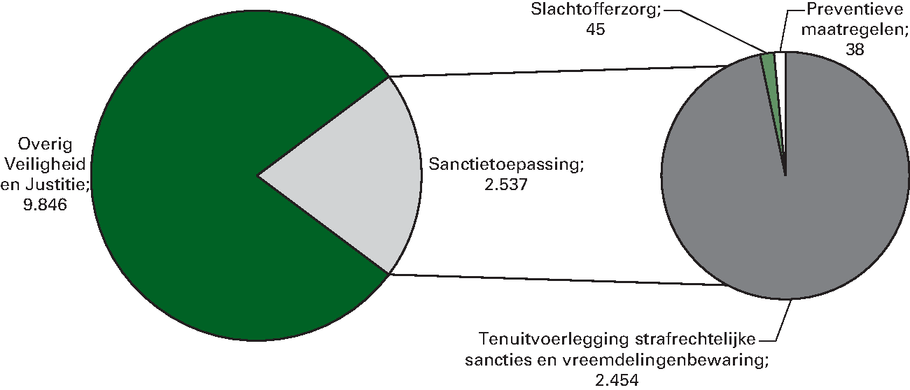 Realisatie begrotingsuitgaven Veiligheid en Justitie 					 € 12.383 miljoen Art. 34 Sanctietoepassing 20,5%