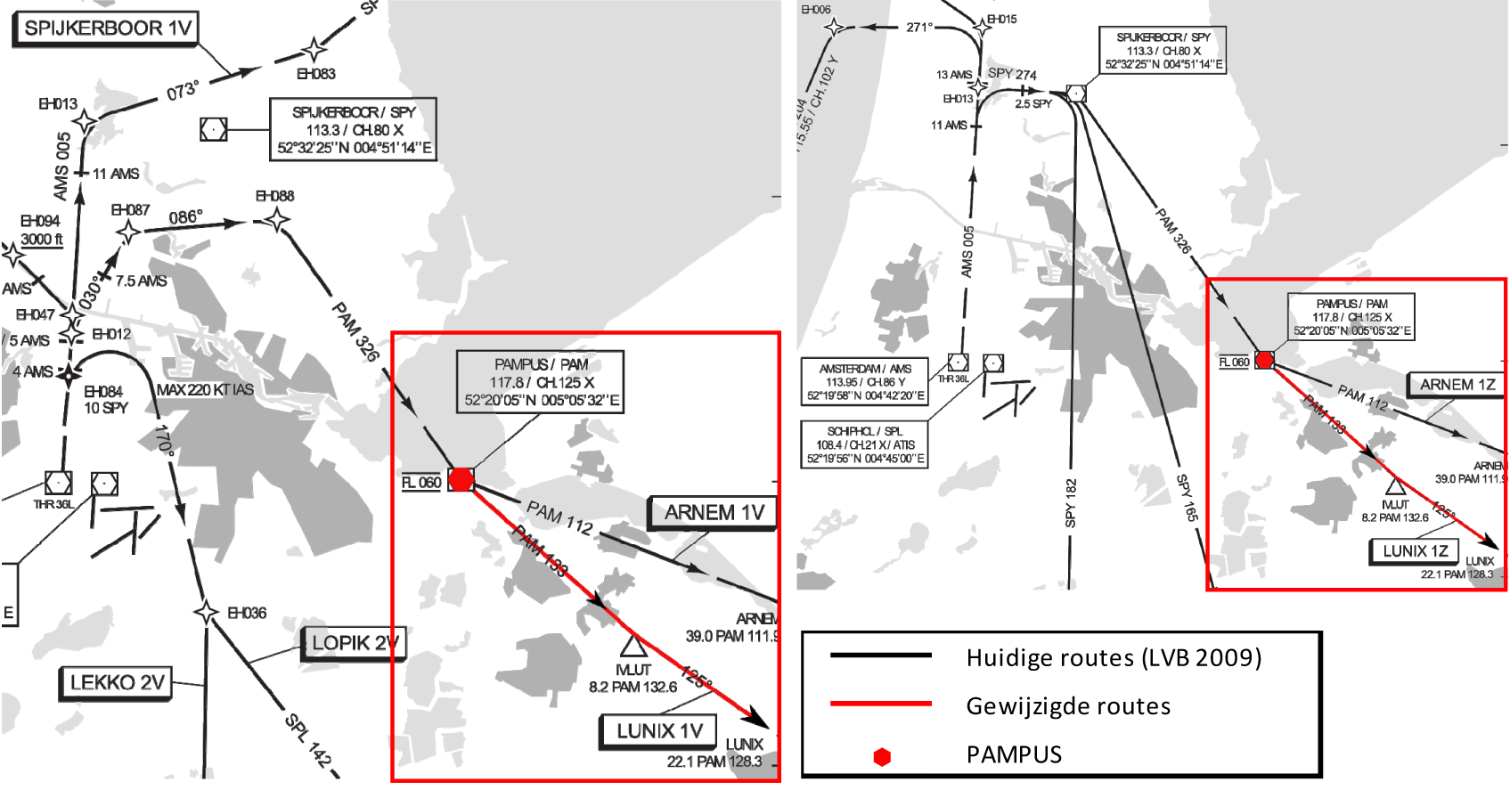 Figuur 2. Wijziging van de routes PAMPUS 1V en PAMPUS 1Z.