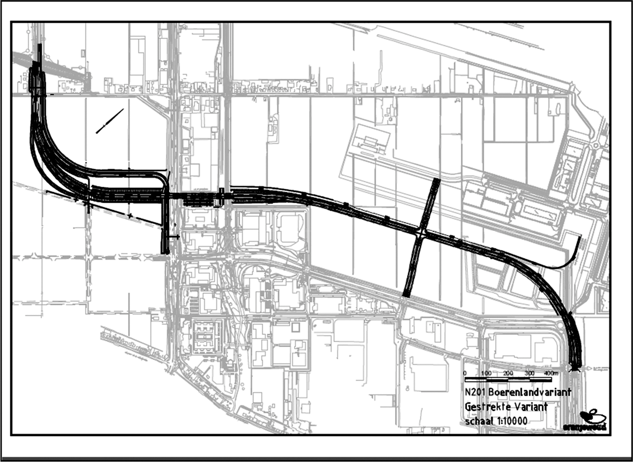 Figuur. Tracé Boerenlandvariant N201.
