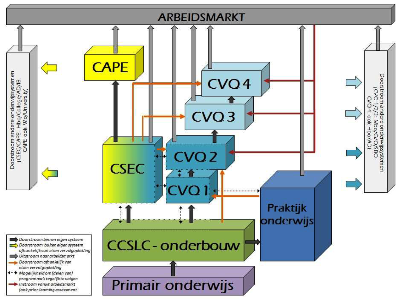 Schematische weergave van het CXC onderwijs.