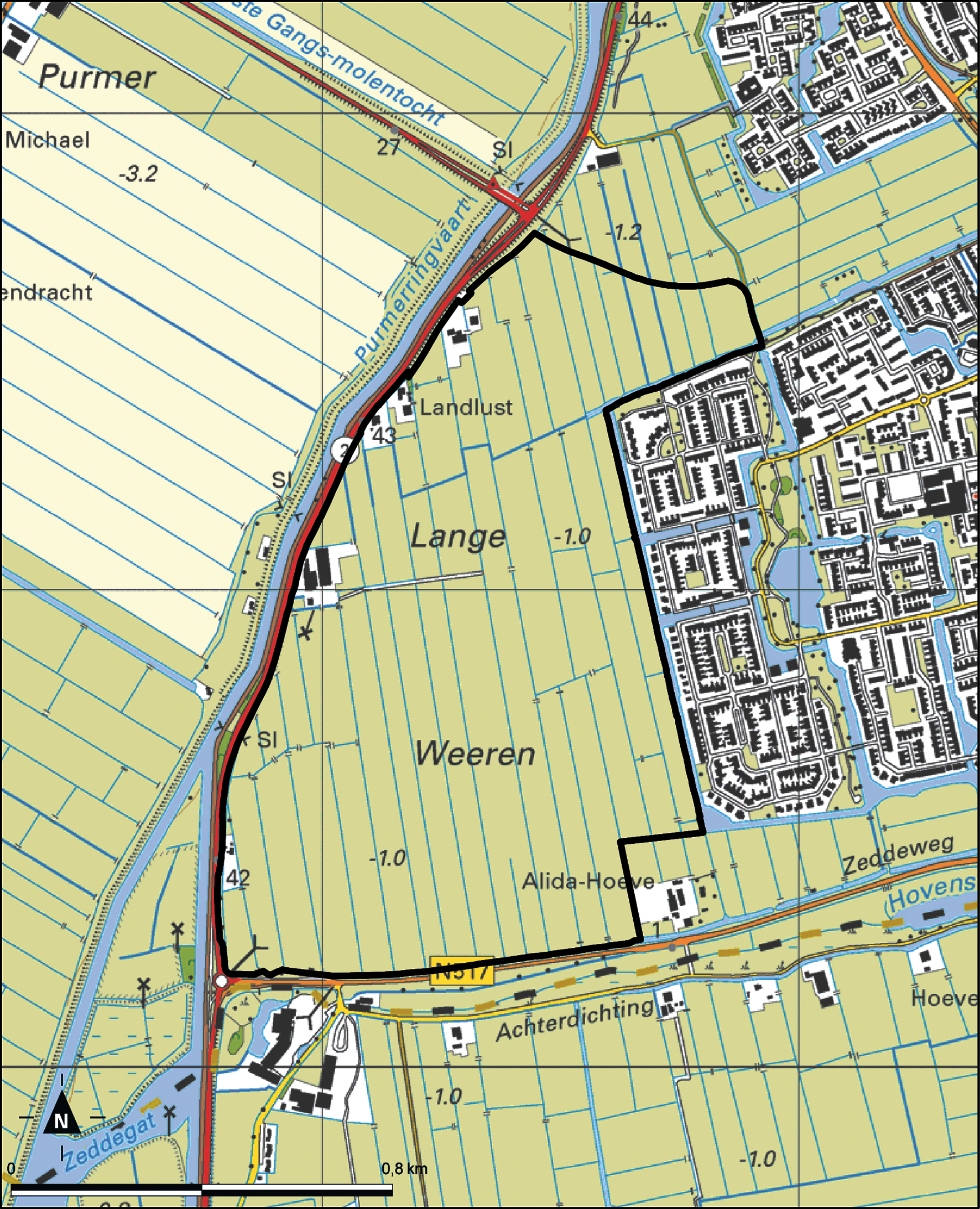 Kaart Edam-Volendam, Lange Weeren