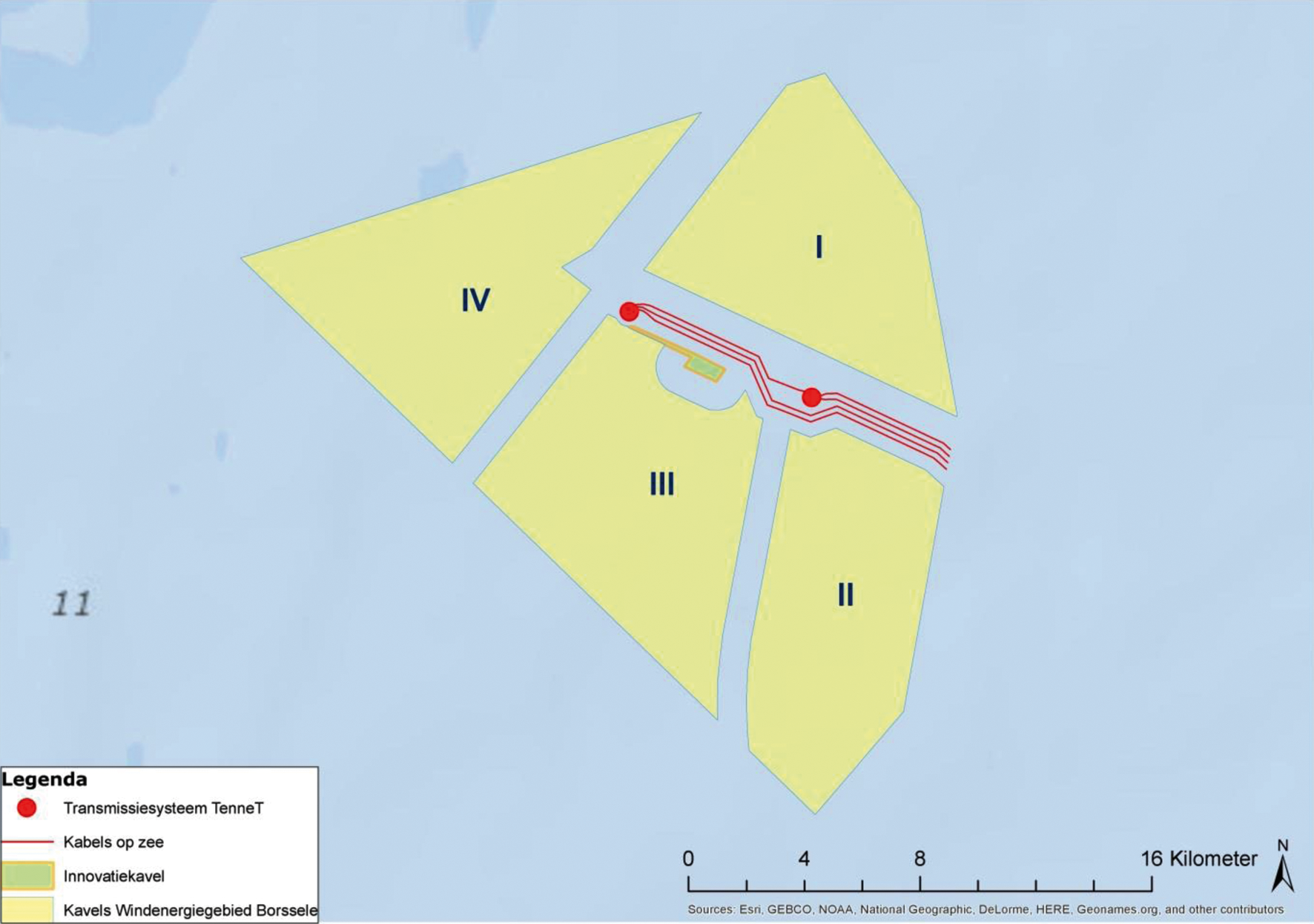 Figuur 3. Schematische verkaveling van windenergiegebied Borssele1