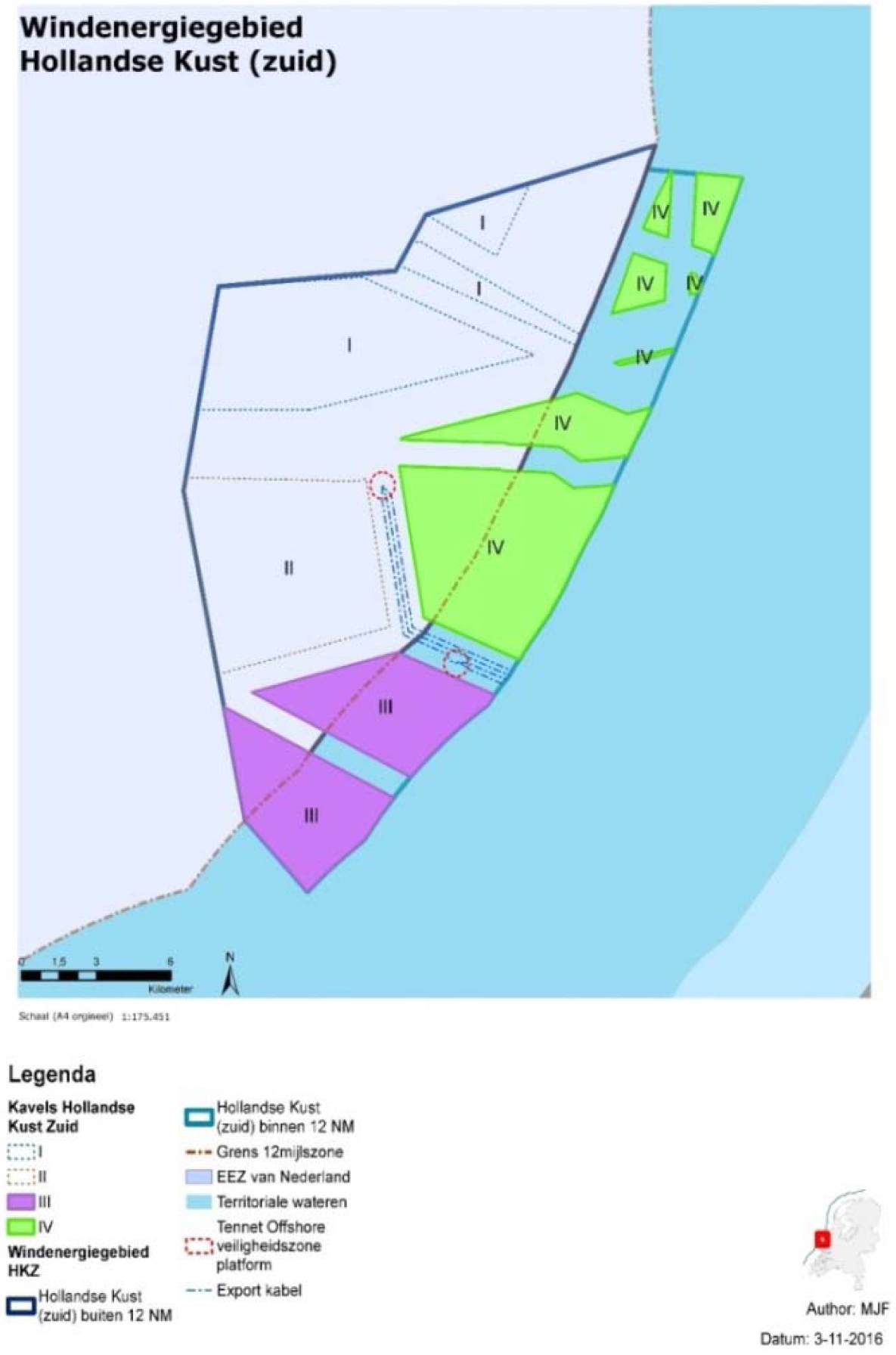 Figuur 3 Schematische verkaveling van windenergiegebied Hollandse Kust (zuid)