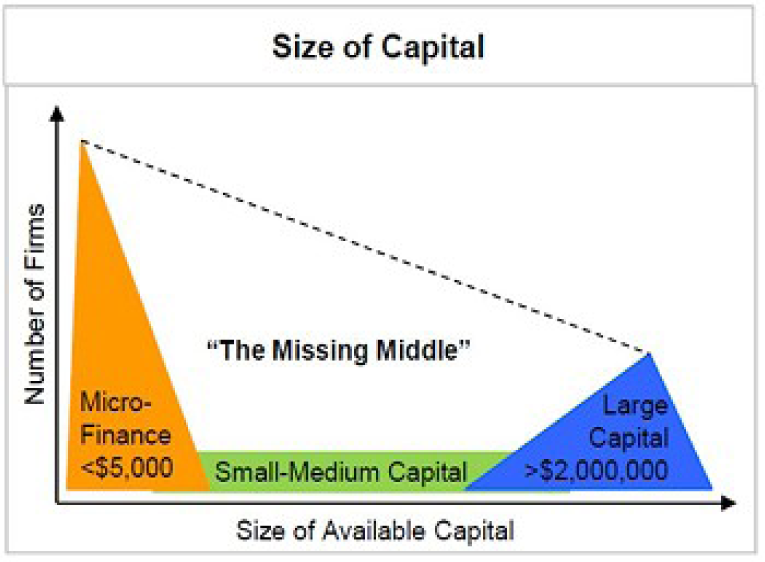 Figuur 1: de «missing middle» in lage- en middeninkomenslanden