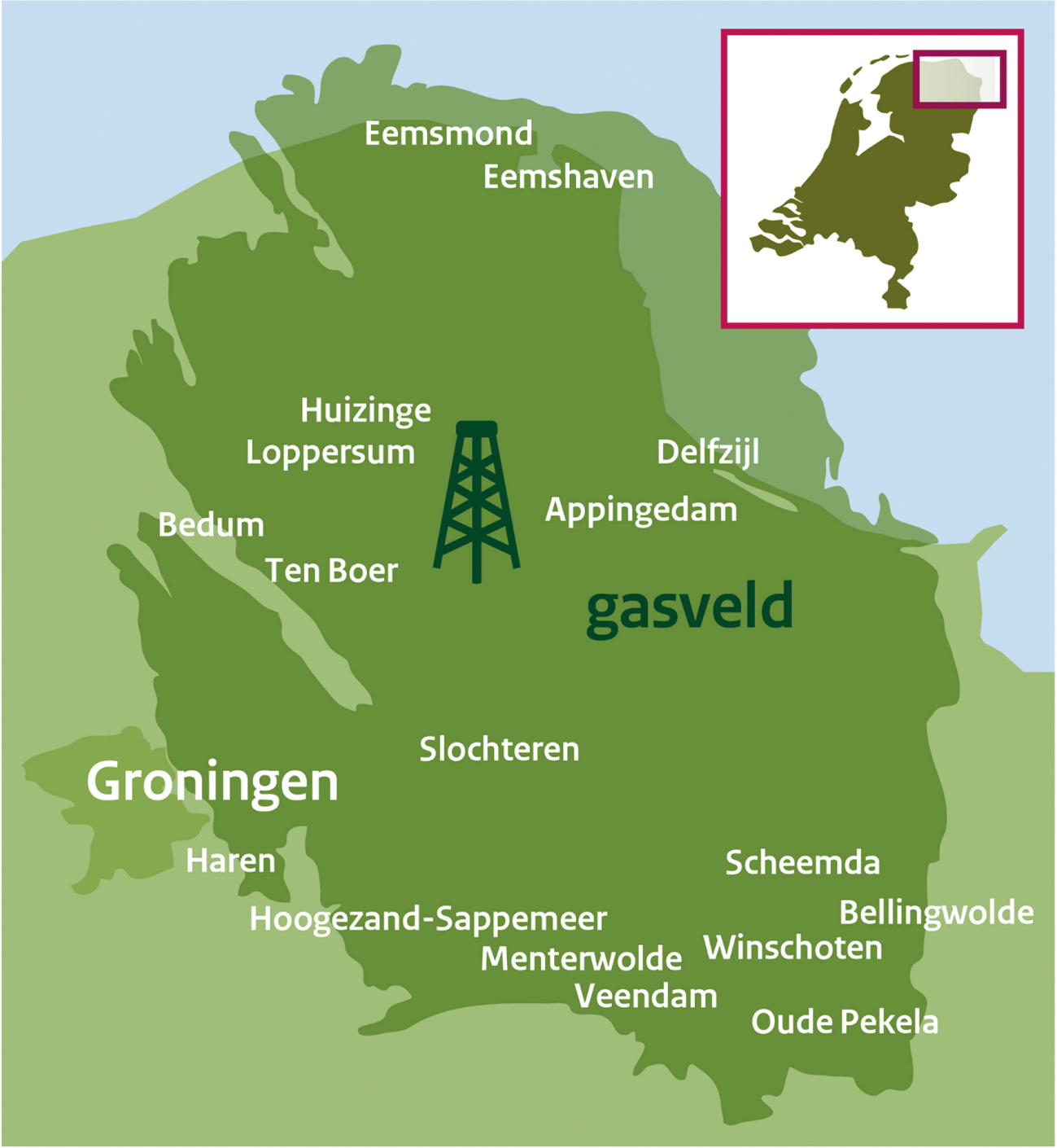 Figuur 1.1 Ligging van het Groningenveld 