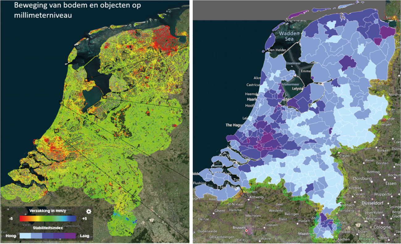 Figuur 9.3 Bodemdaling in Nederland