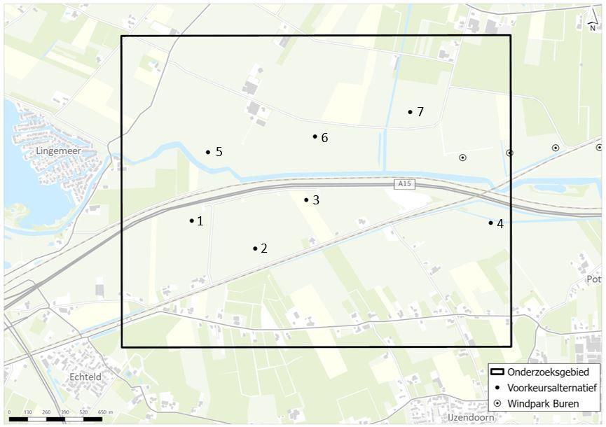 Afbeelding 2.17 Locaties en nummering windturbines voornemen